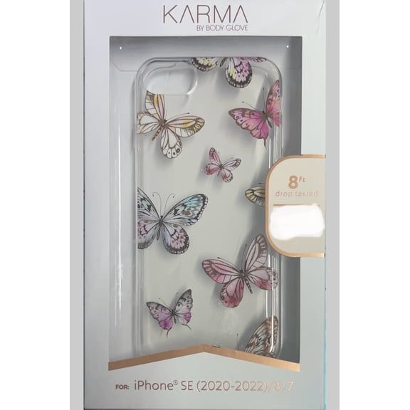 Karma by Body Glove Pink Butterflies Case For iPhone SE (2020-2022)/8/7-Multi