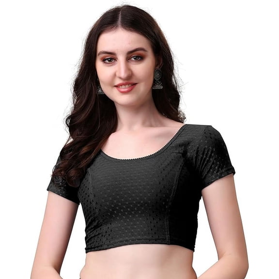 Kipzy Women's Round Neck Short Sleeve Blouse 28 Black