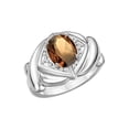thumbnail image 1 of RYLOS Bagues pour Femmes Bague en Or Blanc 14K XOXO Câlins et Baisers Bague Pierre Précieuse 9x7 mm et Diamant Bijoux en Quartz Fumé pour Femmes Taille 7, 1 of 7