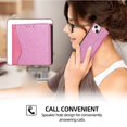 thumbnail image 4 of Wallet Case for iPhone 13 with Card Slots & Wallet Pocket, Wave Curves and sequins meticulously sewn PU Leather Cover Kickstand Magnetic Shockproof TPU Bumper Flip Folio Case,Pink, 4 of 9