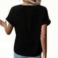 thumbnail image 7 of ECZHAW Womens Tops , Tops for Womens Short Sleeves V-Neck Zipper T-Shirts Solid Color Loose T-Shirts Casual Comfy Fashion Going Out Tees ,, 7 of 7