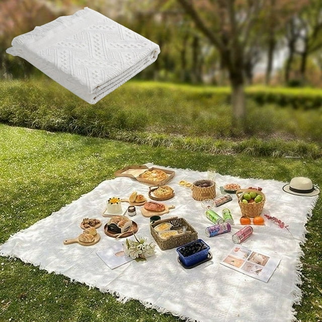 Xihbxyly Manta de Picnic Extragrande, Esterilla de Playa Plegable, Suave Tejido de Poliéster y Algodón, Fácil de Limpiar, Reverso Impermeable, Ideal para Exteriores, Camping y Viajes, Tamaño 180 X 18