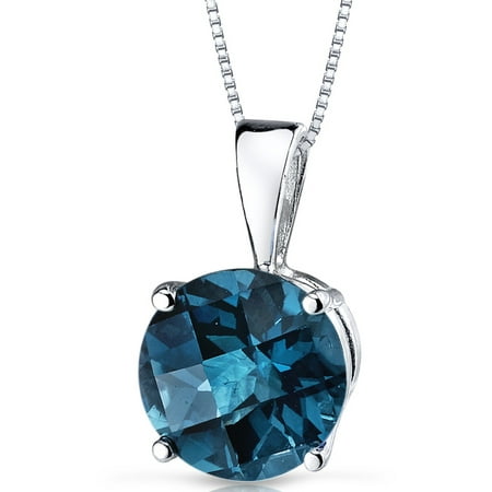 - 2.50 Carat T.G.W. Round-Cut London Blue Topaz 14kt White Gold Pendant, 18