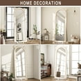 thumbnail image 4 of Anyrose 63"x24" Arched Floor Mirror Irregular Full Length Mirror With Flannel Frame, White, 4 of 6