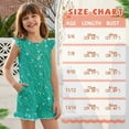 thumbnail image 6 of ZIATUBLES Green Mermaid Scale Print Girls Summer Playsuit Button Front One-Piece Short Jumpsuit Ruffle Trim Big Kids Casual Romper with Pockets for 9-10 Y, 6 of 6