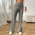 thumbnail image 3 of JUSLIO Womens Pants Lounge Striped Casual Comfortable Straight Leg Pants Brown M, 3 of 6
