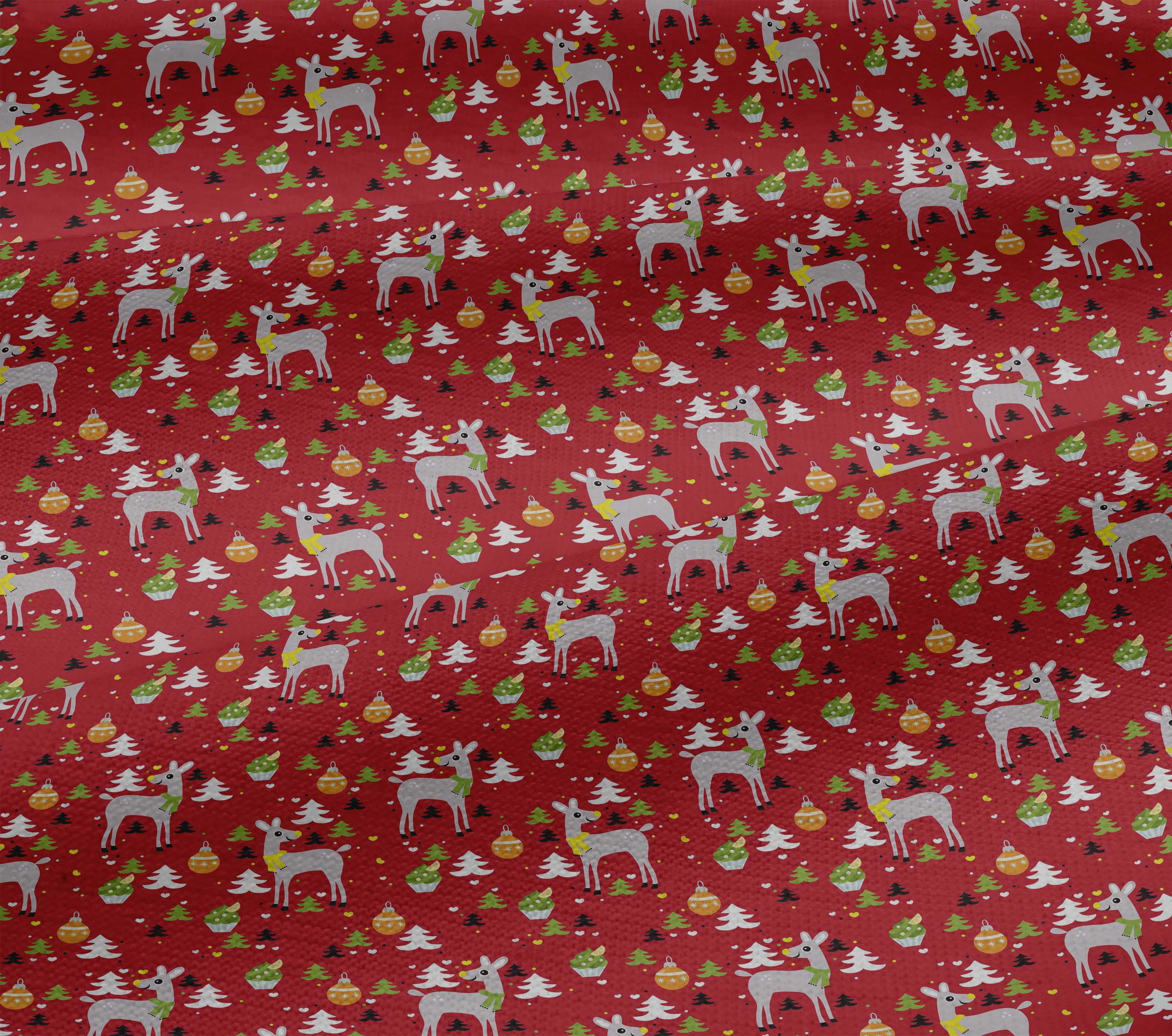 oneOone Cotton Jersey Red Fabric Christmas Dress Material Fabric Print Fabric By The Yard 58 Inch Wide