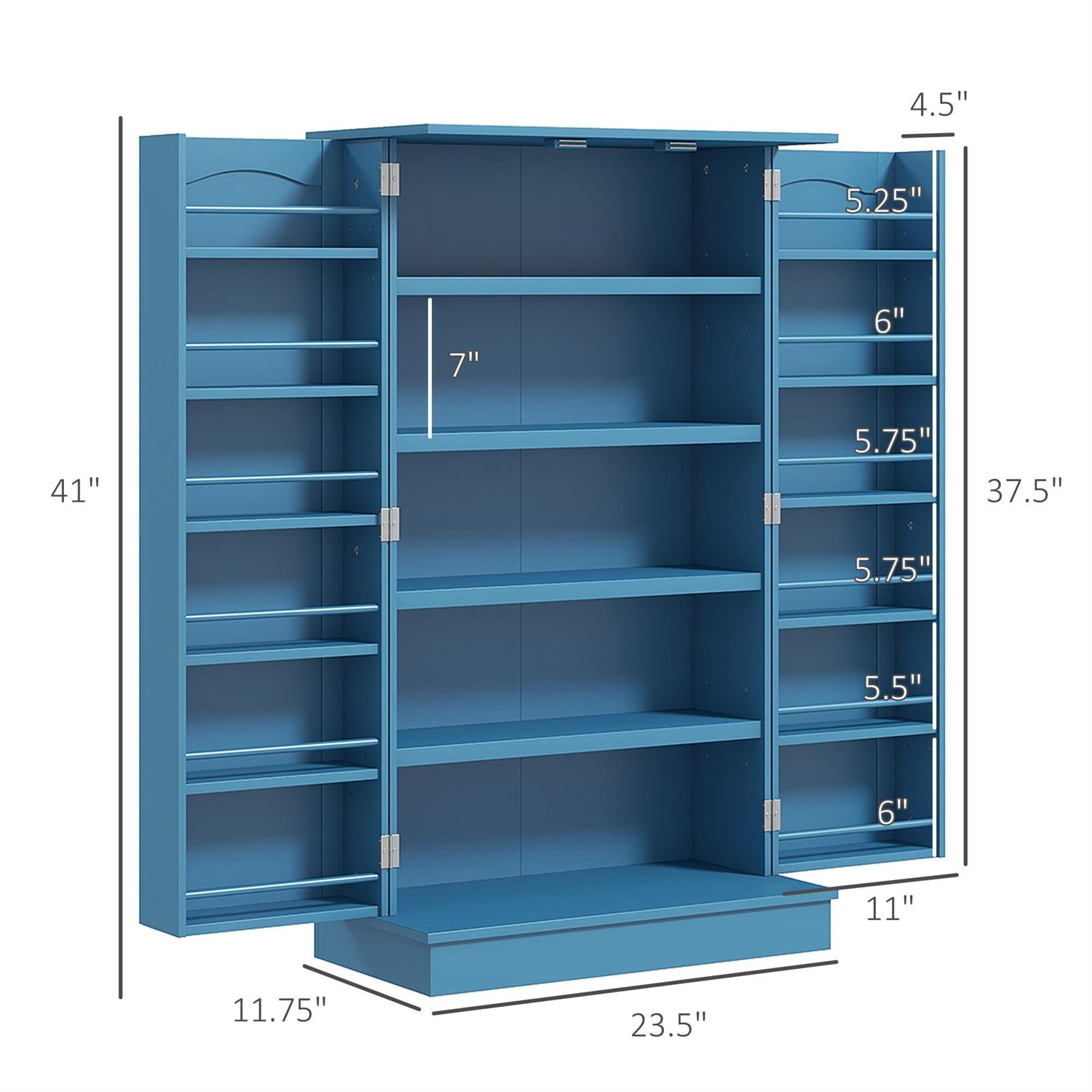 Demi Bonn 40" Kitchen Pantry Cabinet with 12 Shelves, 5 Tiers, Storage Cabinet for Home Use, Durable Construction & Spacious Storage, Blue
