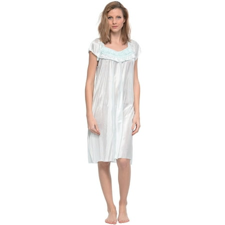 

Casual Nights Women s Cap Sleeve Flower Silky Tricot Nightgown