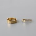 thumbnail image 5 of Anillo de combinación de diamantes a cuadros con tótem retro para mujer, anillo de acero de titanio con revestimiento de oro de 18 quilates, protección de color, 5 of 5