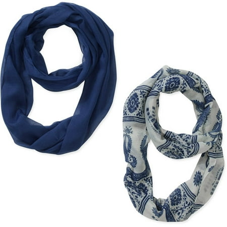 No Boundaries White/denim Elephant 2pack Scarves