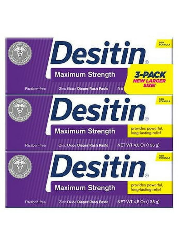 Desitin Maximum Strength Zinc Oxide Diaper Rash Paste 4.8 oz. (Pack of 3)