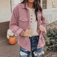 thumbnail image 2 of Yokua Women's Casual Lapel Loose Button Down Long Sleeve Corduroy Jacket with Pockets, 2 of 7