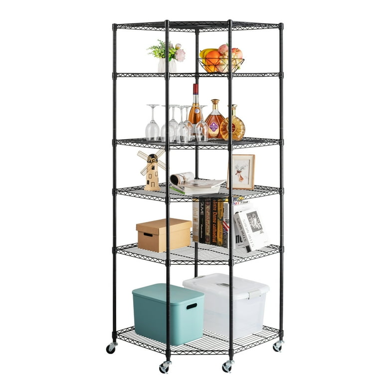 FUNKOL 6-Tier Corner Black Kitchen Shelf Metal Storage Shelf Height  Adjustable W15506WMQ5919 - The Home Depot