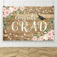 thumbnail image 4 of Rustic Wood Graduation Backdrop Eucalyptus Leaves Boho Floral Congrats Grad Class of 2025 Decorations Background Pink Flower Congratulations Graduate Prom Baby Shower Banner Photo Booth, 4 of 10