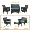 thumbnail image 4 of Lacoo 4 Piece Outdoor Patio Furniture PE Rattan Wicker Table and Chairs Set with Cushions, Blue, 4 of 7