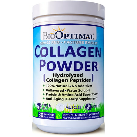 BioOptimal Collagen Powder, Grass Fed Collagen Peptides (30 Day (Best Grass Fed Collagen Powder)