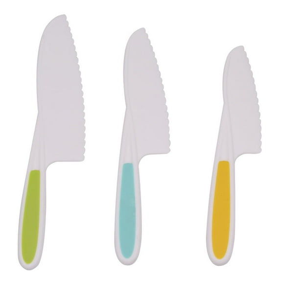 Triani 3-Piece  Knives for Kids Nylon Kitchen Baking Knife Set, Children's Cooking Knives in 3 Sizes & Colors/Firm Grip, Serrated Edges, BPA-Free Kids' Knives