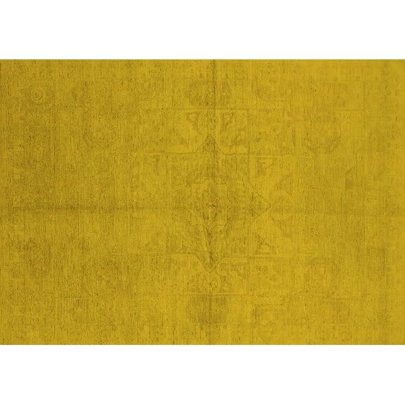 Ahgly Company Machine Washable Indoor Rectangle Oriental Yellow Industrial Area Rugs, 5' x 8'