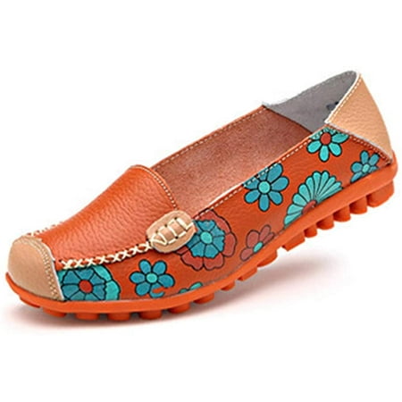 

PIKADINGNIS Women s Leather Loafers Flats Slip On Moccasins Casual Driving Shoes