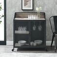 thumbnail image 3 of Walker Edison Industrial Bar Cabinet with Wheels, Grey Wash, 3 of 11