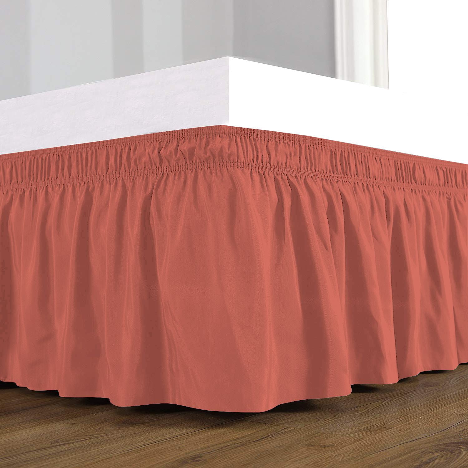 D.N.G. BEDDINGS 1 Piece Wrap Around Bed Skirt, 8 Inch Deep Pocket, 800 Thread Cotton 100% Egyptian Cotton, California King Size (72" x 84") Inch, Solid Brick Red
