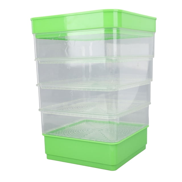 4 Tier Stackable Sprouter Kit, Space Saving Micro Stackable Vegetable Growing Tray for Bean Sprouts, With Convenient Design for Gardening Beginners and Busy Office Workers