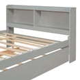thumbnail image 6 of Daybed with Trundle, Full Size Daybed with Storage Shelves, Wooden Platform Bed with Bookcase Headboard for Girls, Boys & Adults, Grey, 6 of 8