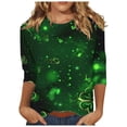 thumbnail image 2 of TrendVibe365 St Patricks Day Women Tops and Blouses Luck Shamrock Hat Paddy's Day Pullovers Crew Neck Holiday Shirts 3/4 Sleeve Gifts Tees Tops 2024 Soft Clothes, 2 of 5