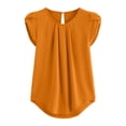 thumbnail image 3 of Wojeull Women's Casual Solid Color Button Short Sleeve Top, 3 of 4
