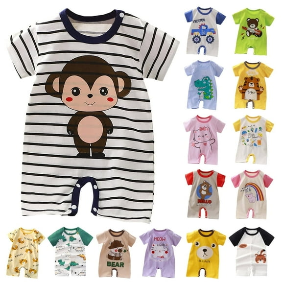 BXSRUTA Baby Boy Girl Romper Summer Clothing Newborn Baby Cotton Short Sleeve Thin Crawling Suit Baby Onesie Ha Clothes Baby Clothes, 18M