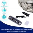 thumbnail image 1 of Universal 3 Socket Adapter Splitter 3.1A USB Charger Car DC 12V/24V Cigarette Lighter Socket Splitter+Dual USB Port Car Adapter, 1 of 4