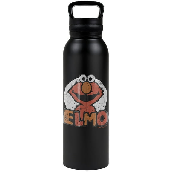 Sesame Street Official Elmo Name 24 oz Insulated Canteen Water Bottle, Leak Resistant, Vacuum Insulated Stainless Steel with Loop Cap