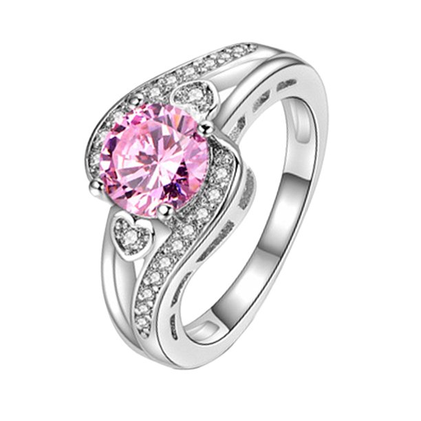 IDEANATEGRATE Anillo Fashion Para Mujer Con Piedra Circonia Rosa Ideal Para Uso Diario