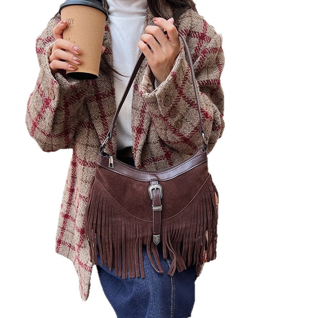 Fashion Hippie Western Cowgirl Purses Purses Fringe Hobos Bags for Women Faux Suedes Crossbody Bag tassels Shoulder Bag