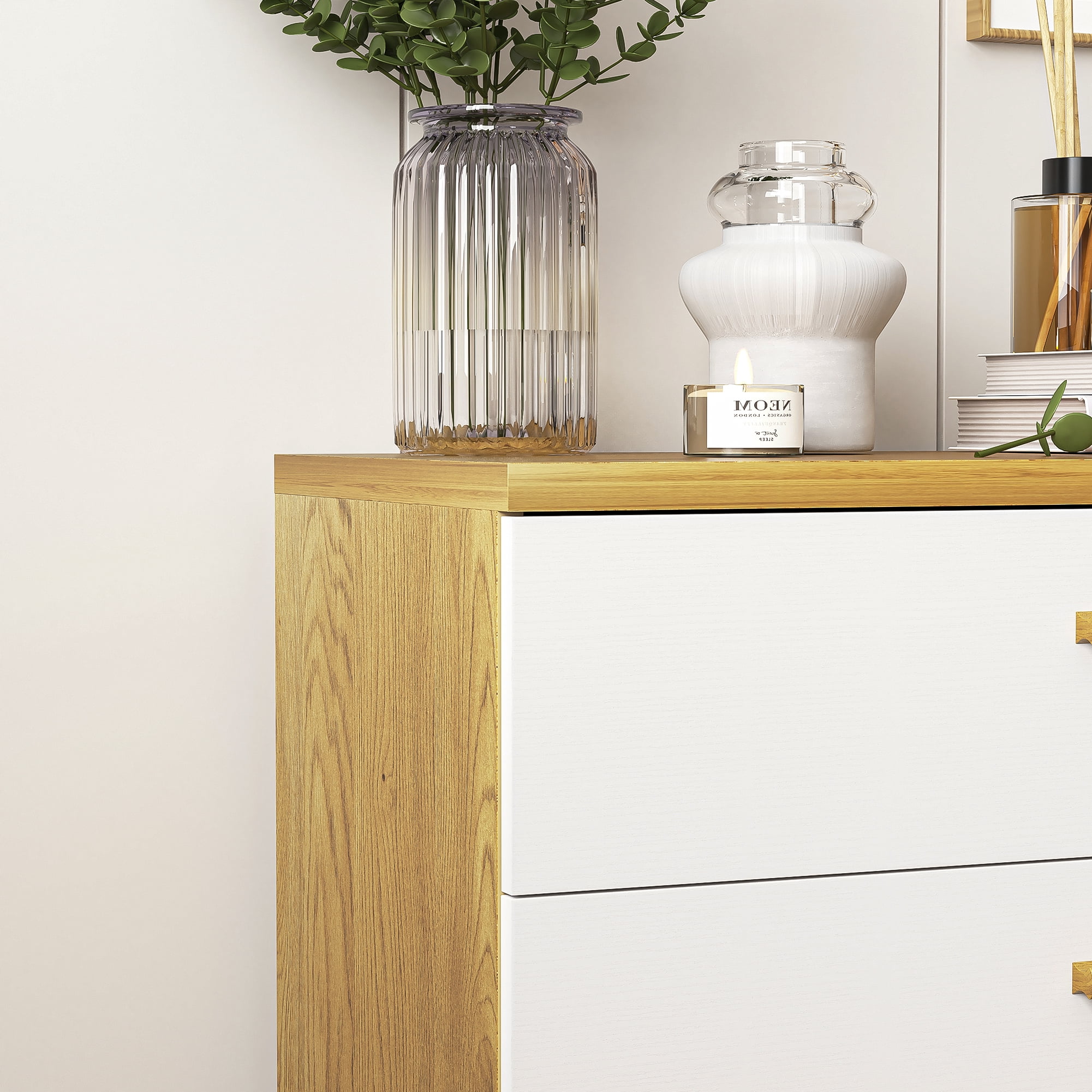 Hommoo 6 Drawers Wood Dresser, Modern Chest of Drawers for Living Room, White