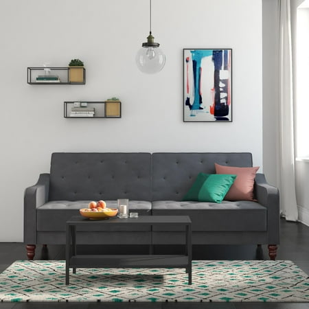 Beige Microfiber Sofa Bed - Novogratz Vintage Tufted Velvet Split Back Sofa Bed, Multiple Colors