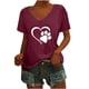 thumbnail image 1 of Camisas con estampado informal con estilo para mujer, camisetas holgadas de manga corta de talla grande, blusa con cuello en V OAVQHLG3B Store lin121212, 1 of 5