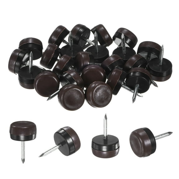 Uxcell 24-Pack Furniture Sliders, 0.7" Nail-on Chair Leg Protectors for Hardwood Floors/Table/Chair/Wooden Floors [Brown]