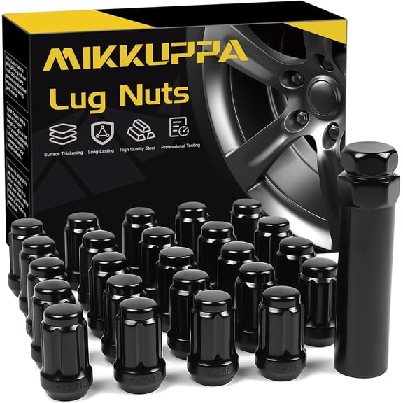 MIKKUPPA 24pcs M12x1.5 Lug Nuts - Replacement for 1995-2015 Toyota Tacoma 4WD, 2016-2021 Tacoma, 2000-2006 Tundra 2007-2020 FJ Cruiser Aftermarket Wheel - Black Closed End Lug Nuts with Socket
