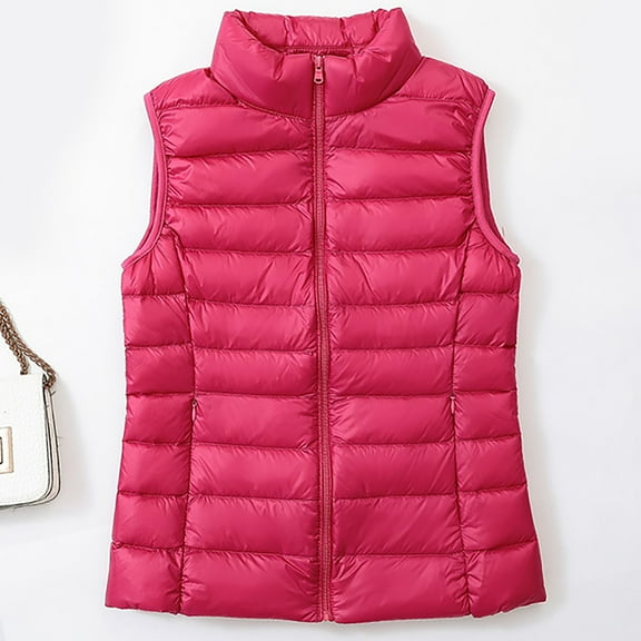 Aboser Womens Down Vests Outerwear Lightweight Stand Collar Puffy Vest Warm Sleeveless Quilted Jacket Coat Winter Zip Up Jackets Outwear