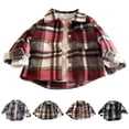 thumbnail image 2 of JUMEYU Boys Shirts Button Toddler Boys Flannel Plaid Printed Coat Collar Button Down Jacket Kids Casual Outwear with Pocket Jacket Size 10-11 (Red,10-11 Years), 2 of 9
