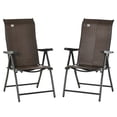 thumbnail image 1 of 2 Pcs Chaises Pliantes d'Extérieur en Osier avec Dossier Réglable, Brun, 1 of 7