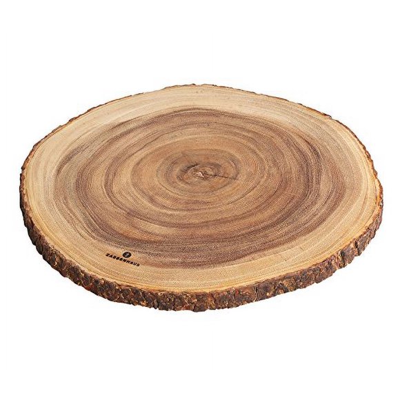 Zassenhaus Planche de Service Ronde en Bois d'Acacia à Bord Vivant, Grand Diamètre 15-18