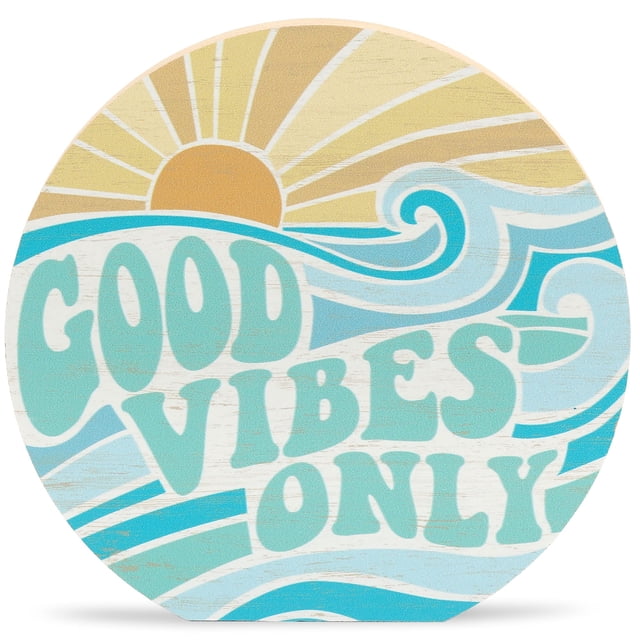 Letrero decorativo Open Road Brands Good Vibes, 14 x 14 x 3 cm