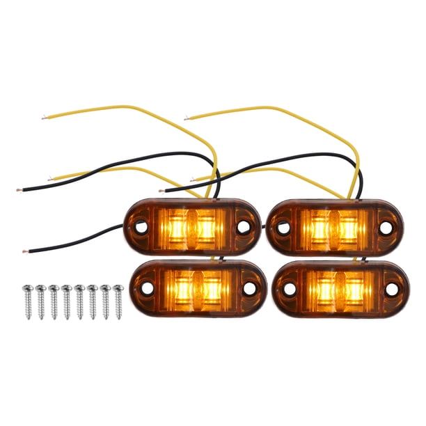 Unique Bargains Luz de marcador lateral delantera trasera 2 LED para camión, caravana, furgoneta, camión, RV, plástico ámbar (juego de 4)
