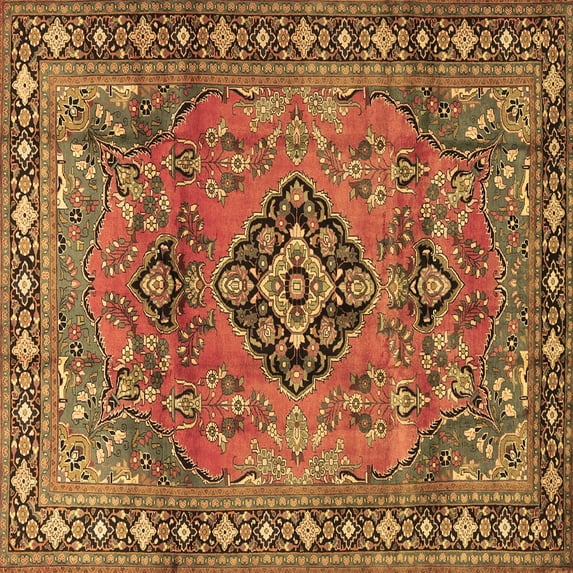 Ahgly Company Indoor Square Persian Brown Traditional Area Rugs, 5' Square