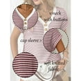 thumbnail image 6 of jinghuiyue Women's Sweater Vest Striped V Neck Cap Sleeve Pullover Knit Tank Top Casual Button Knitted Vests Spring Summer Clothes M, 6 of 7