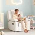 thumbnail image 6 of LAZZO Recliner Chair with Adjustable Armrest and Headrest, Upholstered Swivel Rocking Chair for Nursery & Living Room, Beige, 6 of 10