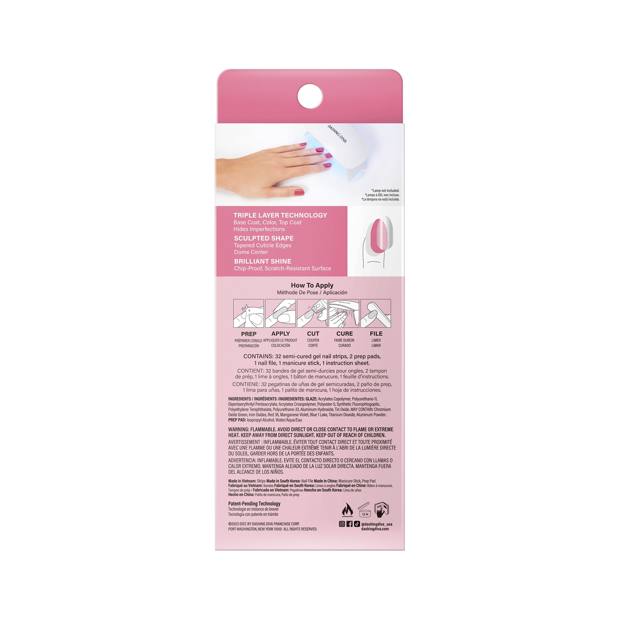 Dashing Diva Glaze Semi-Cured Gel Nails, Rosewater Glam, 32 Count